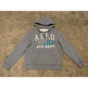 AEROPOSTALE Pullover Crewneck Hoodie Sweatshirt Logo Gray Blue XL Y2k College 90
